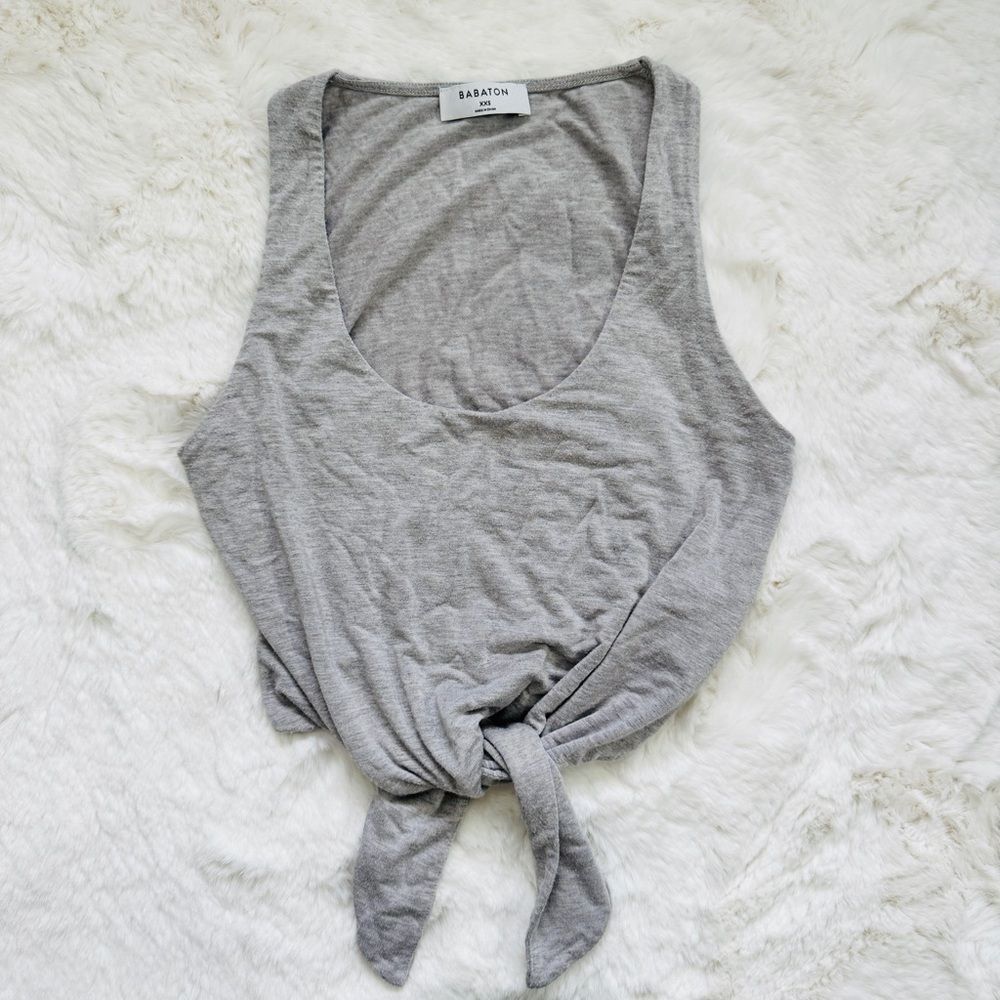Aritzia Tie Front Tank Top Blouse XXS - Grey